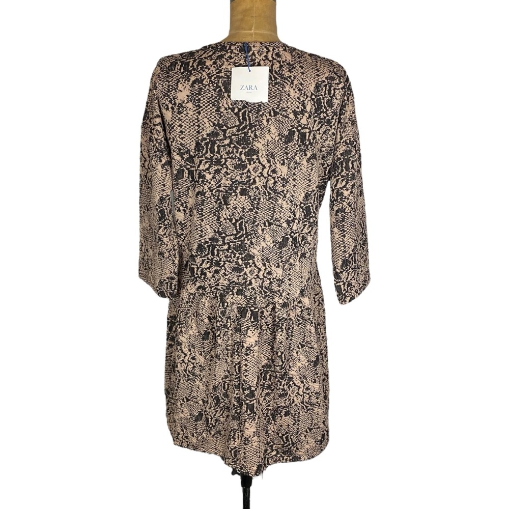 🌷 Zara Textured Snakeskin Babydoll Mini Dress Size M - Picture 6 of 10